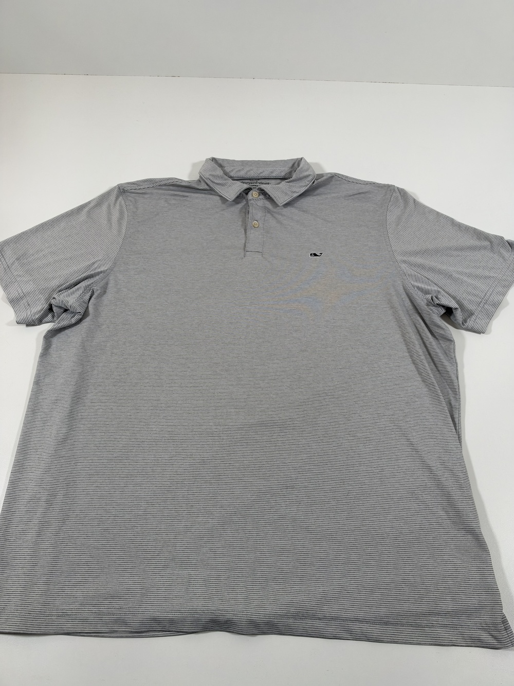 Vineyard Vines Performance Polo Shirt Mens XL Gray Striped Golf Stretch Jersey